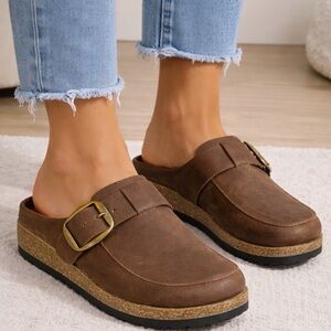 Mountain Sole White Mountain Brown Clogs Womens Size 9 Buckle Slip On Comfort